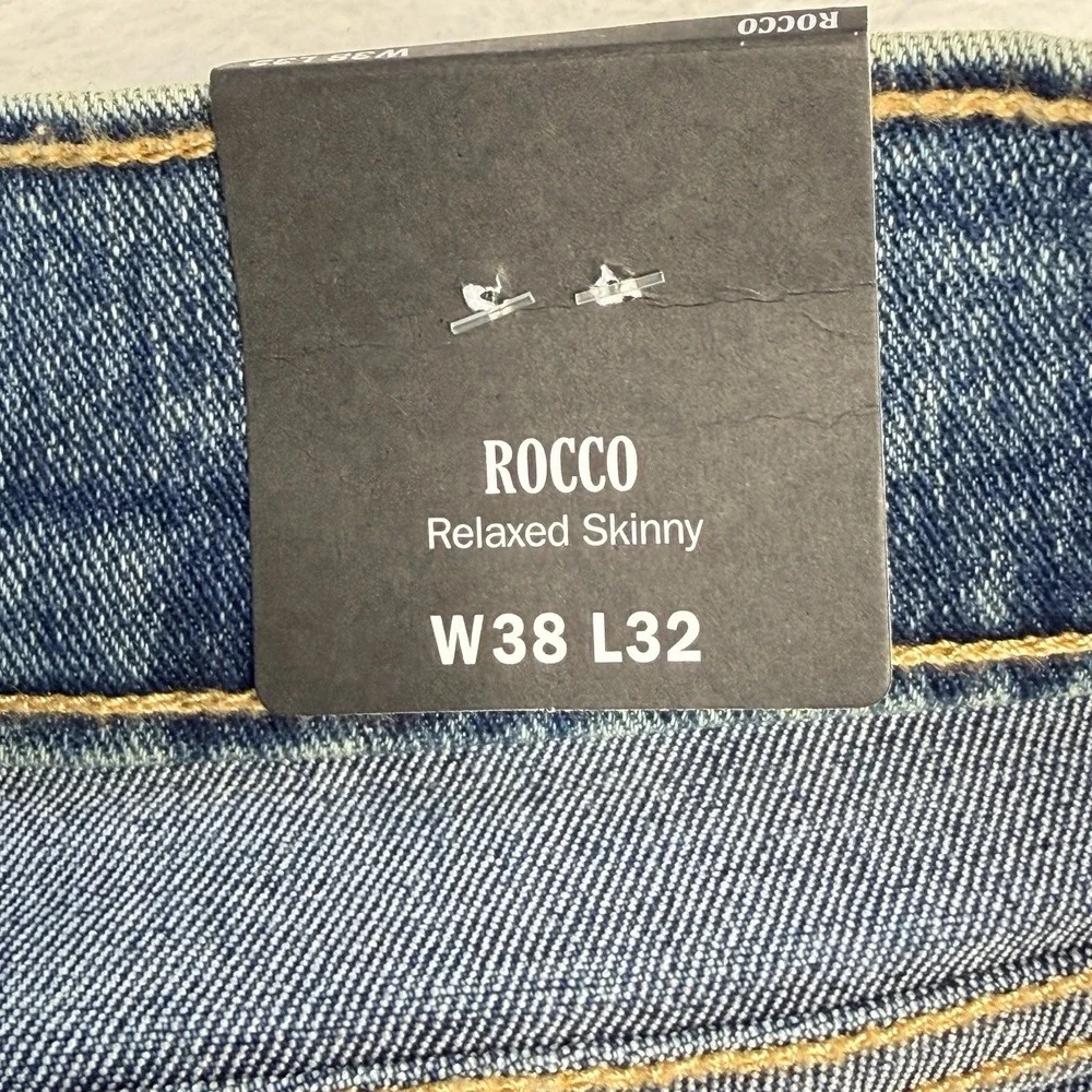 True‎ Religion Rocco Relaxed Skinny Jeans 38x32 Flap Pocket Y2K Medium Fog Wash